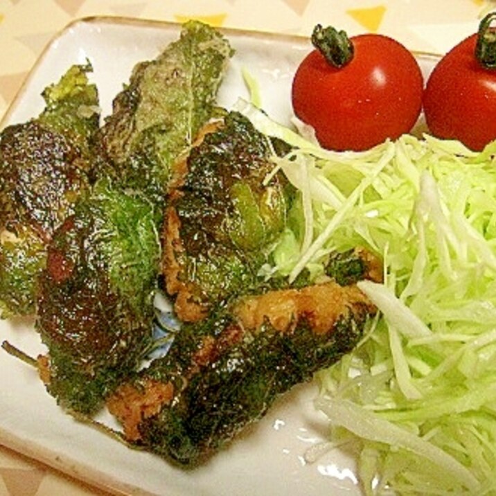 鶏ささみと梅肉の大葉巻き